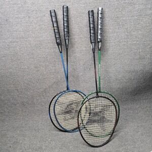 EastPoint and Majik Badminton Rackets Set Blue Green Black Red Backyard Play